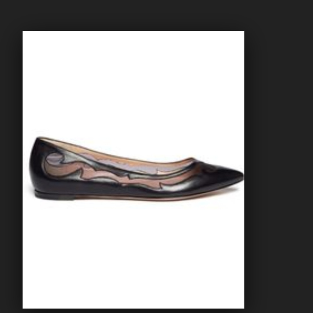 Gianvito Rossi Mesh Insert Point Toe Leather Flats - image 1
